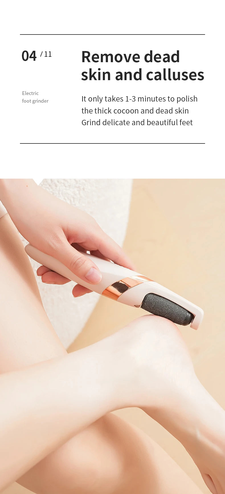 YD Rechargeable Electric Foot File – Portable Callus & Heel Grinder Pedicure Tool