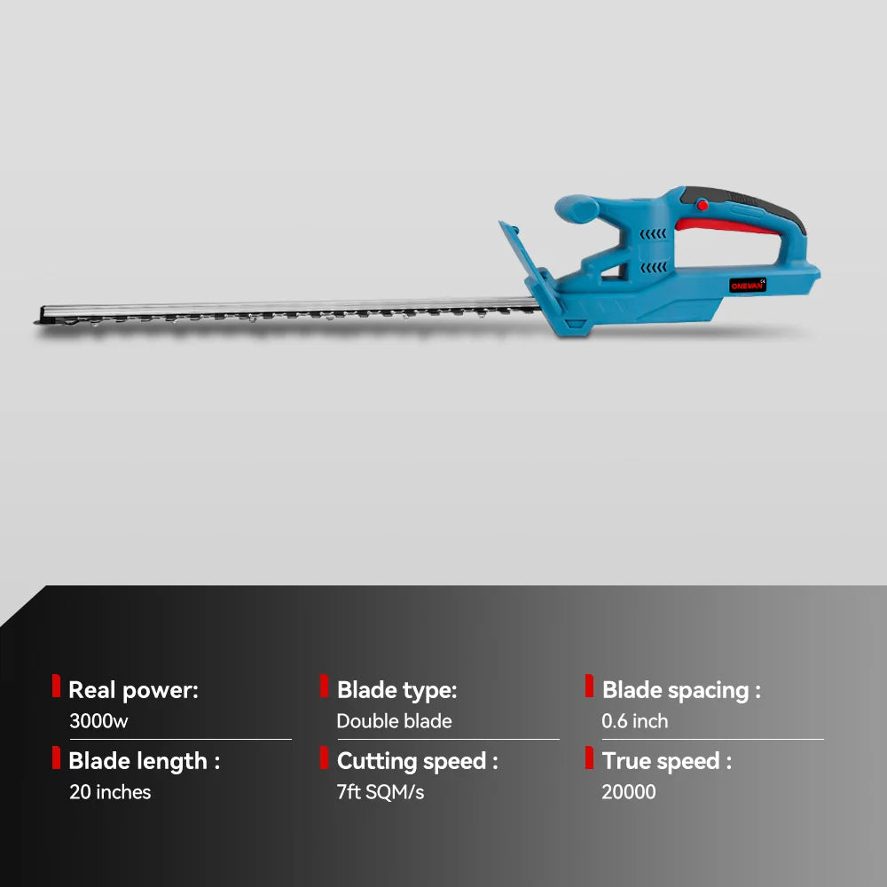 ONEVAN 20 Inch Cordless Hedge Trimmer 3000W Dual Blade Garden Tool