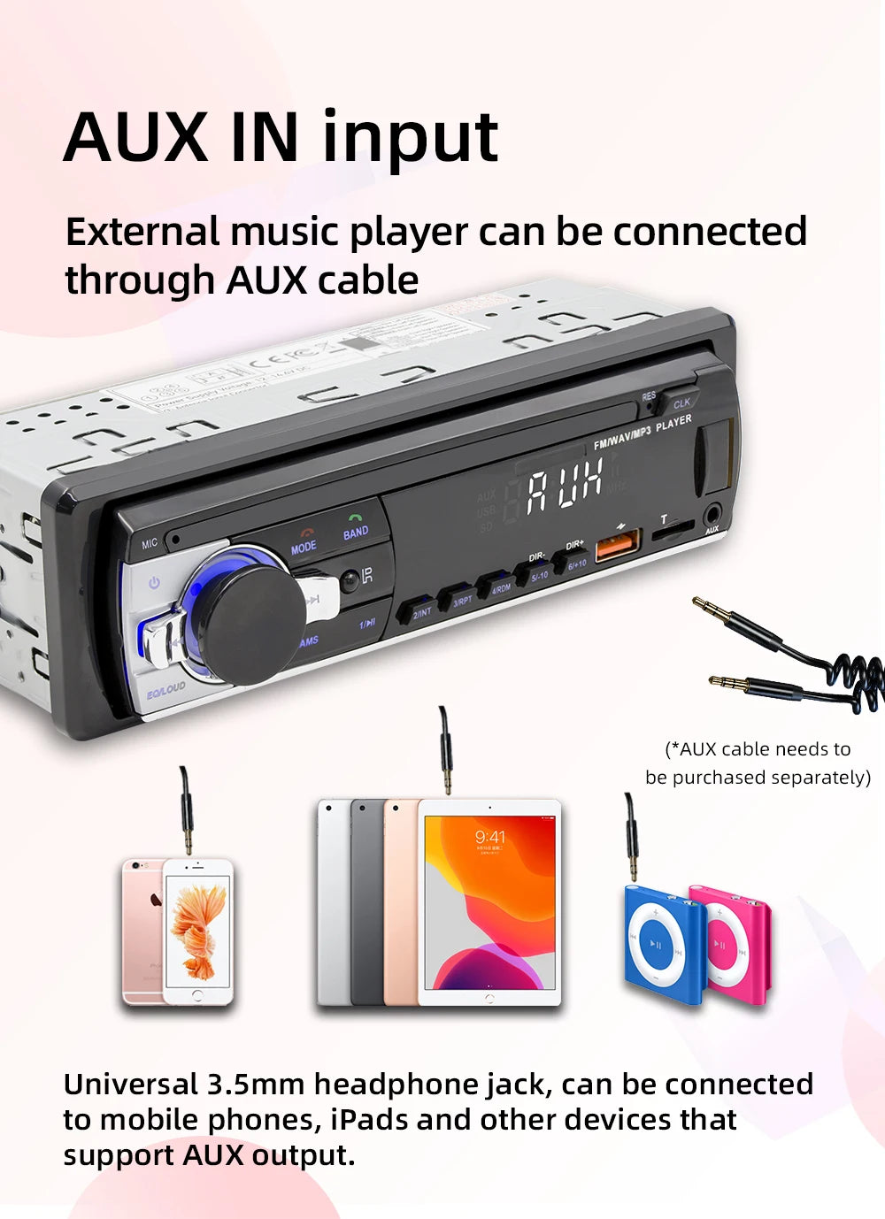 BQCC M11 Double Din Bluetooth Car Stereo – 60W×4 FM Radio, USB/SD MP3 Player, AUX Input & Voice Assistant