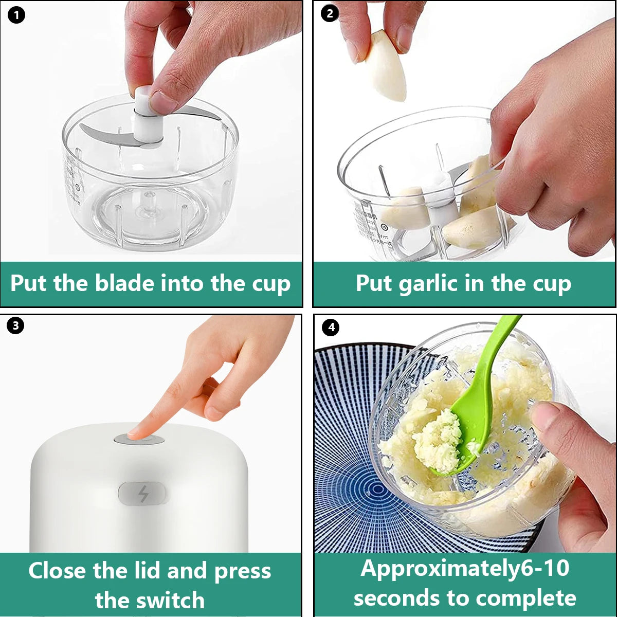 MOBEM Mini Electric Food Chopper – Wireless Garlic & Vegetable Chopper, USB Rechargeable