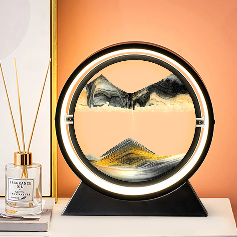 Rotating Quicksand Art Lamp | 360° Moving Sand Glass Atmosphere Light