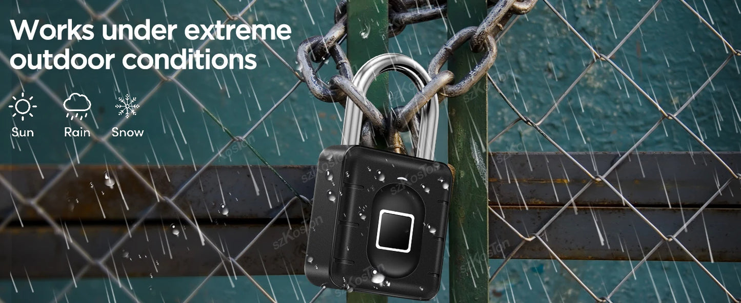 Fingerprint Padlock – IP67 Biometric Keyless Lock for Locker, Luggage & Gate