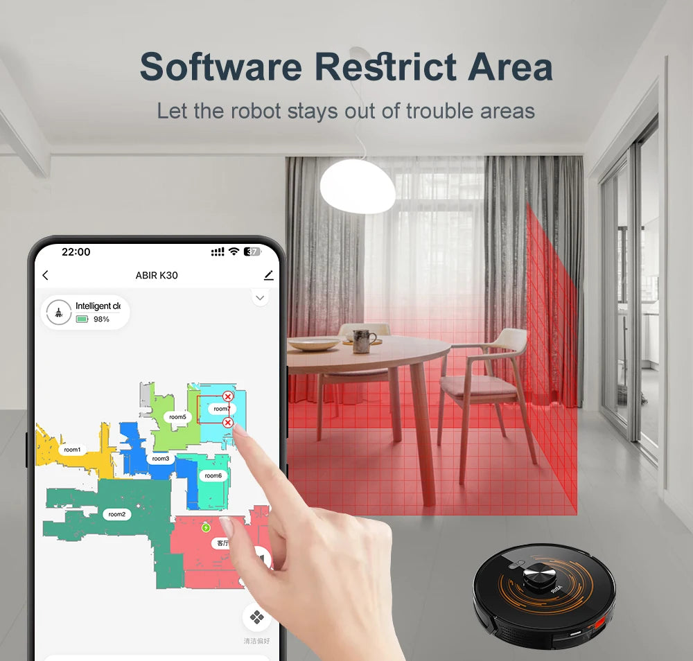 ABIR K30 Robot Vacuum Cleaner – 6500Pa LiDAR Smart Mapping, Self-Empty Station & Mop