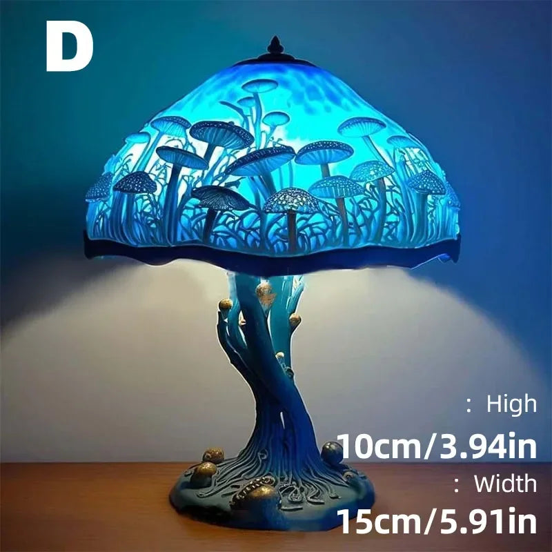Creative Stained Glass Mushroom Table Lamp | Colorful Atmosphere Bedside Light