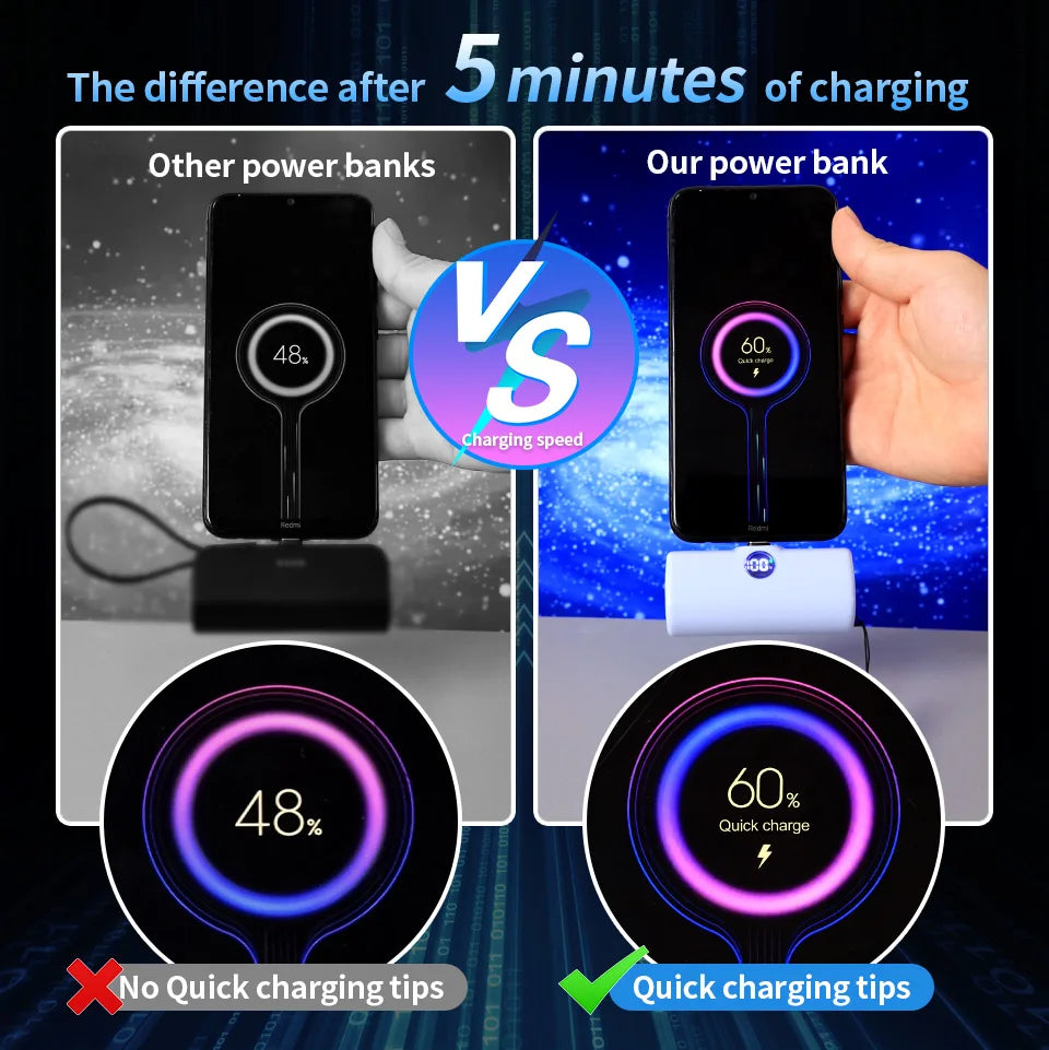 Pocket Power Bank 5000mAh – 18W PD Fast Charge for iPhone & Android