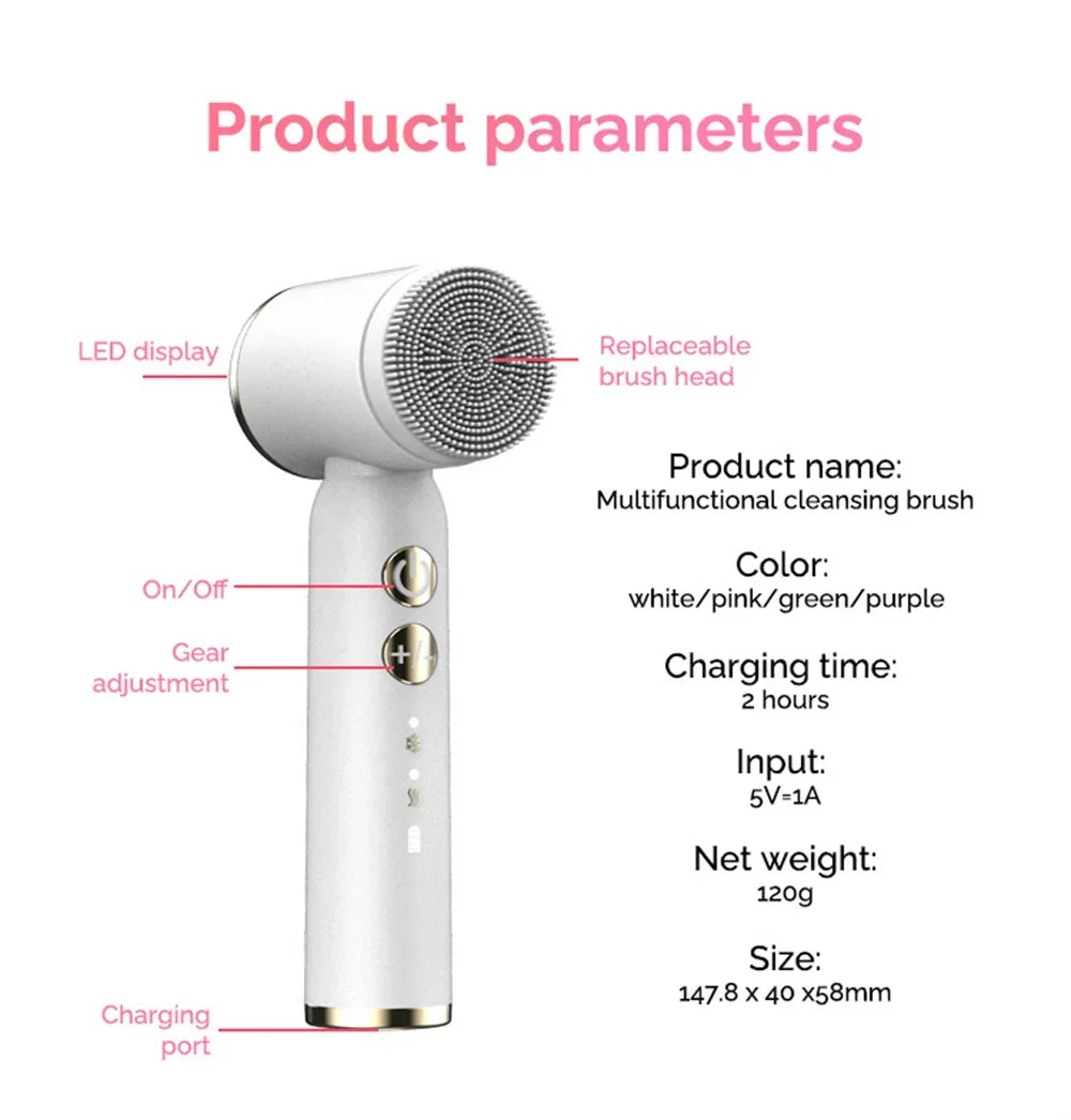 Miitina Electric Face Cleanser – 6 Brush Heads Deep Clean & Blackhead Remover