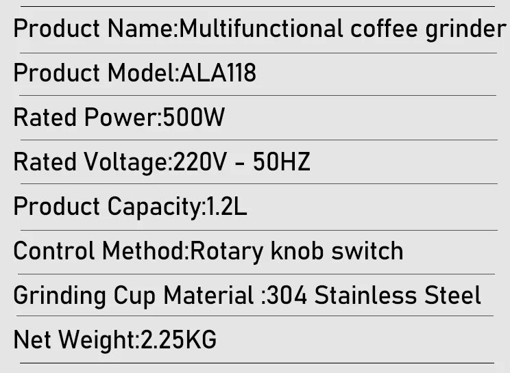 SUNATUR 500W Electric Food Grinder – 800ml Stainless Steel Grinding Cup with 4 Blades