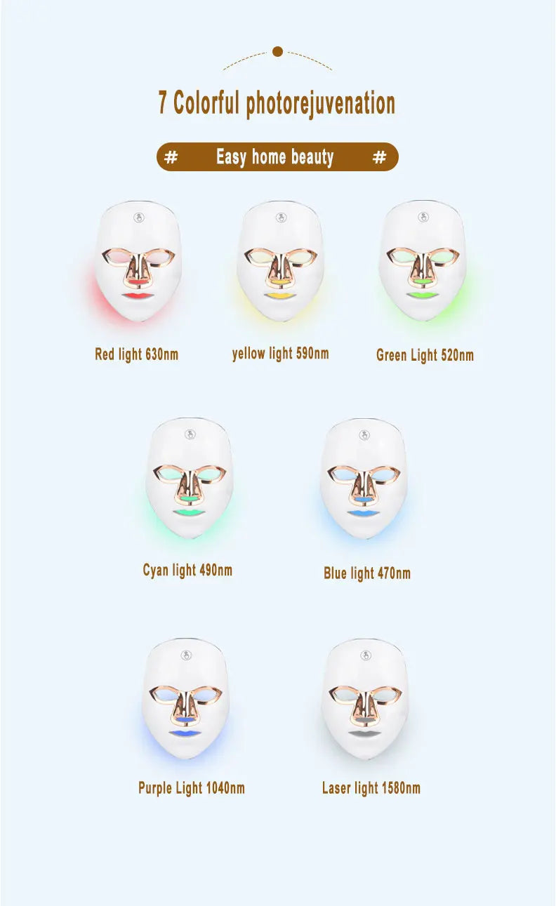 SOSCHI Home Use LED Beauty Mask – 7-Color Skin Rejuvenation & Brightening