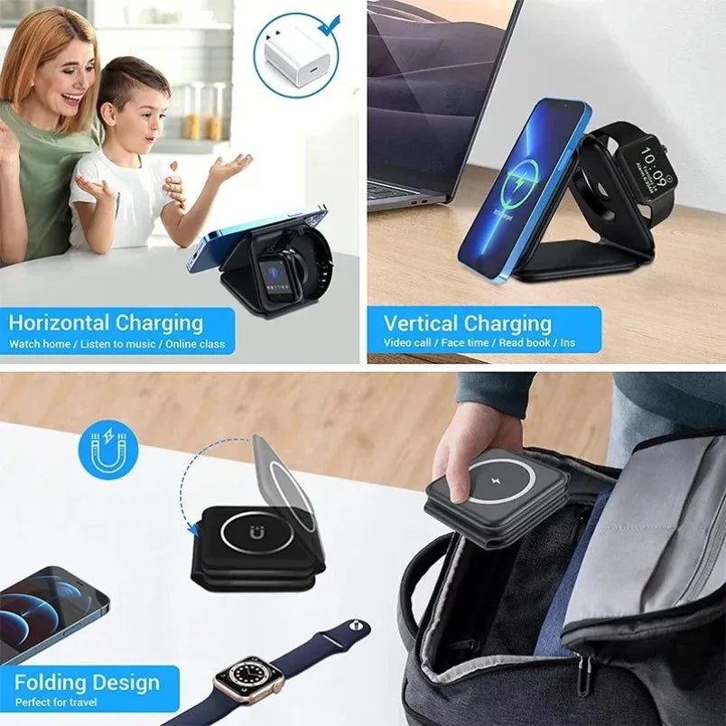 3 in 1 Phone Charge Dock Desktop Wireless Charger for Iphone