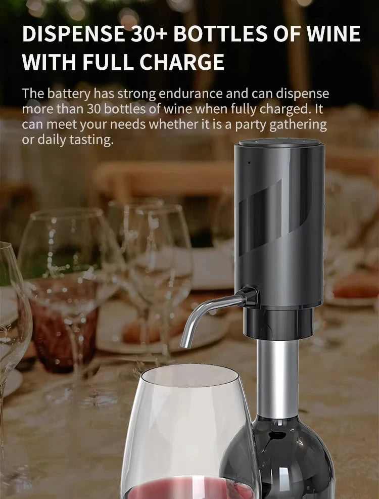 Electric Wine Decanter & Aerator – USB-C Rechargeable Instant Decanting for Wine Lovers