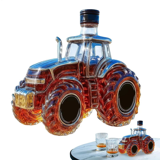 Decorative Tractor-Style Whiskey Decanter 300ml – Artistic Glass Liquor Bottle Bar & Home Display