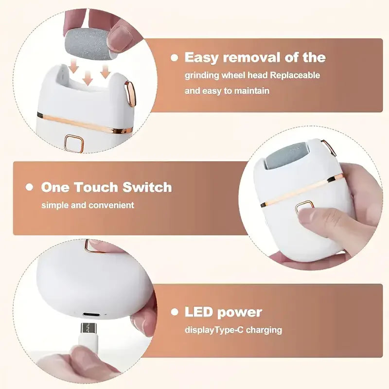 Electric Foot File Pedicure Tool – Cordless Rechargeable Dead Skin Remover