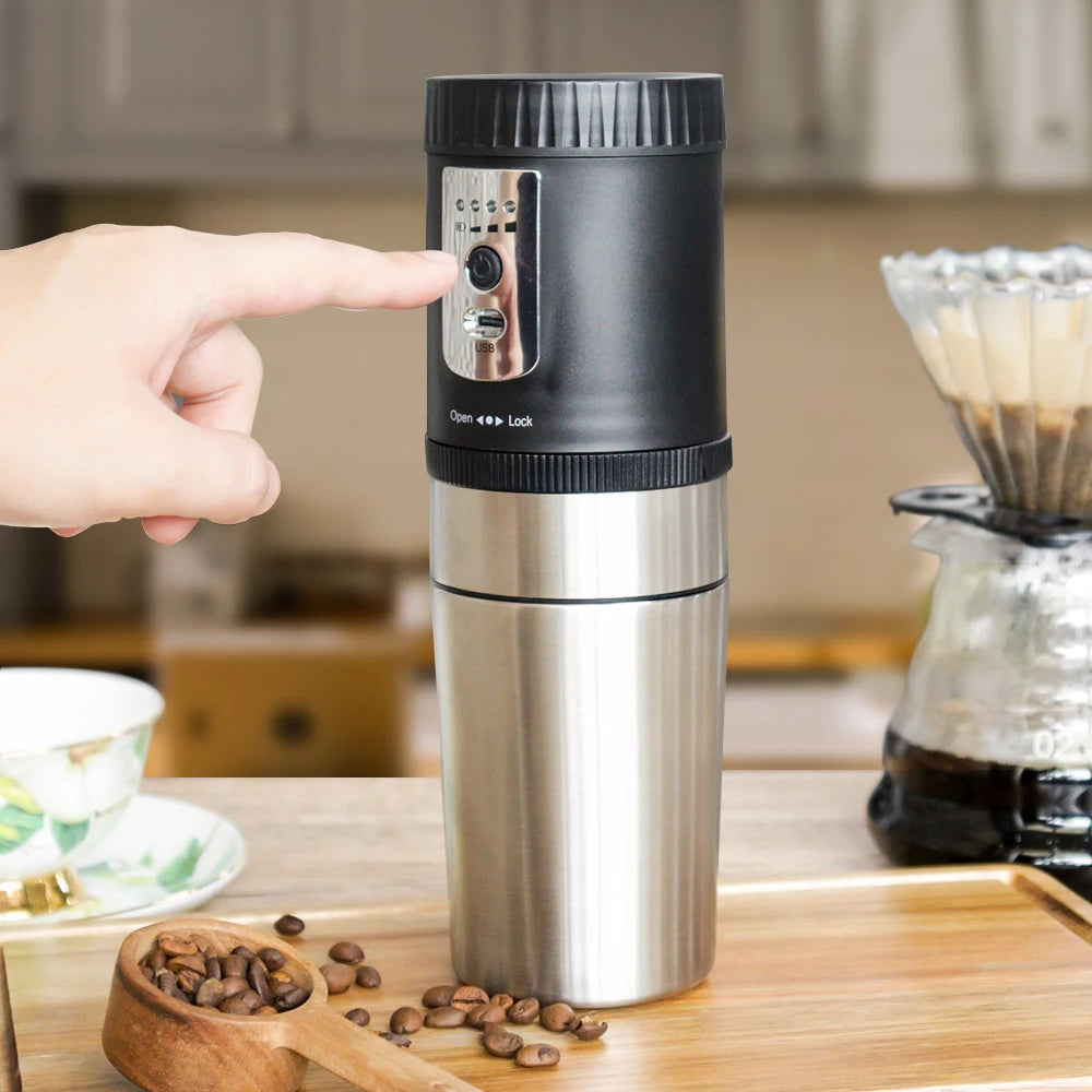 SENSEMAKE Portable Electric Coffee Maker with Grinder – Rechargeable 3-in-1 Travel Brewer