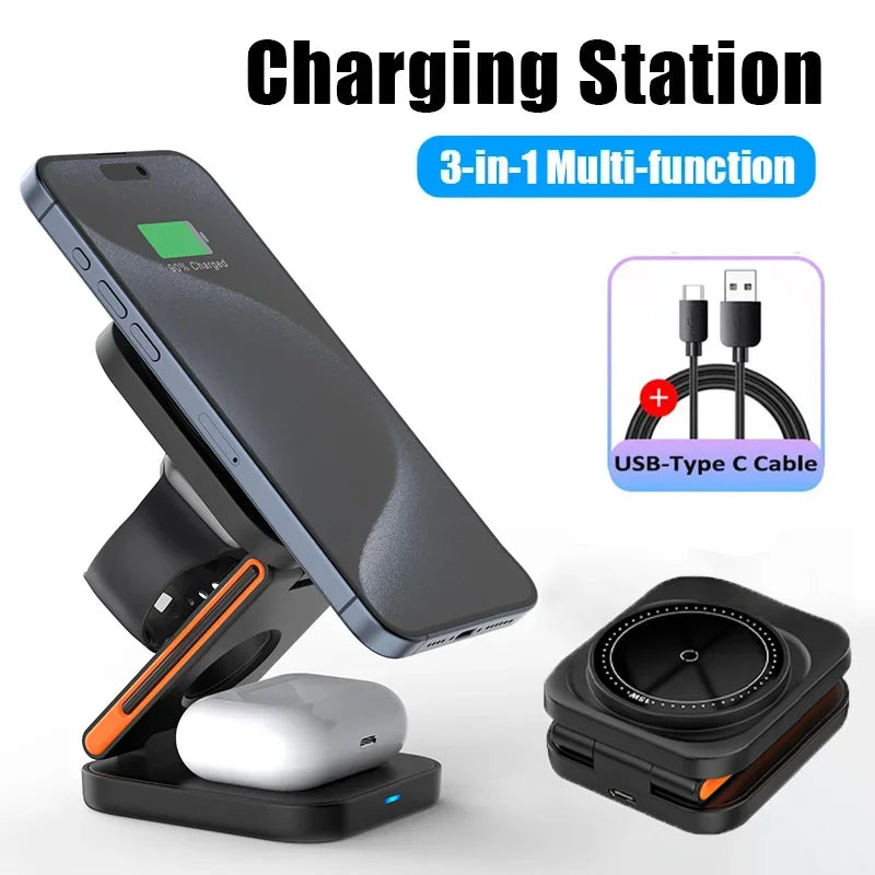 30W Magnetic Wireless Charger Stand – iPhone, Apple Watch & AirPods
