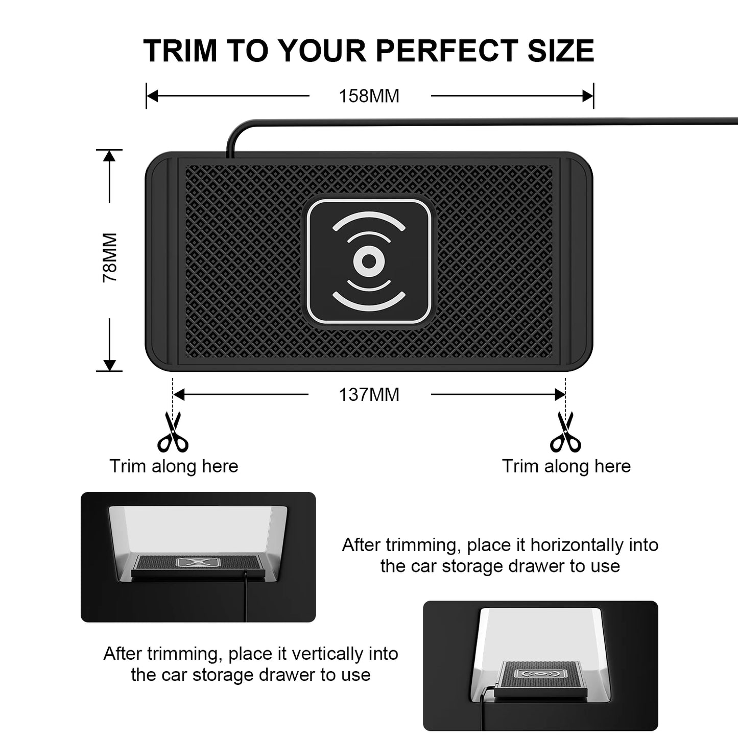 Universal 20W Car Wireless Charging Pad | Silicone Non-Slip Fast Charging Mat