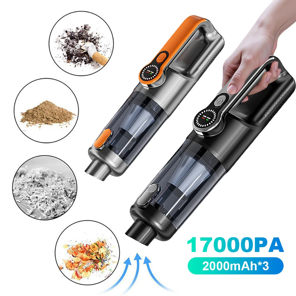 Alloet 2-in-1 Car Vacuum Cleaner & Compressed Air Duster – 17000Pa Suction, Rechargeable