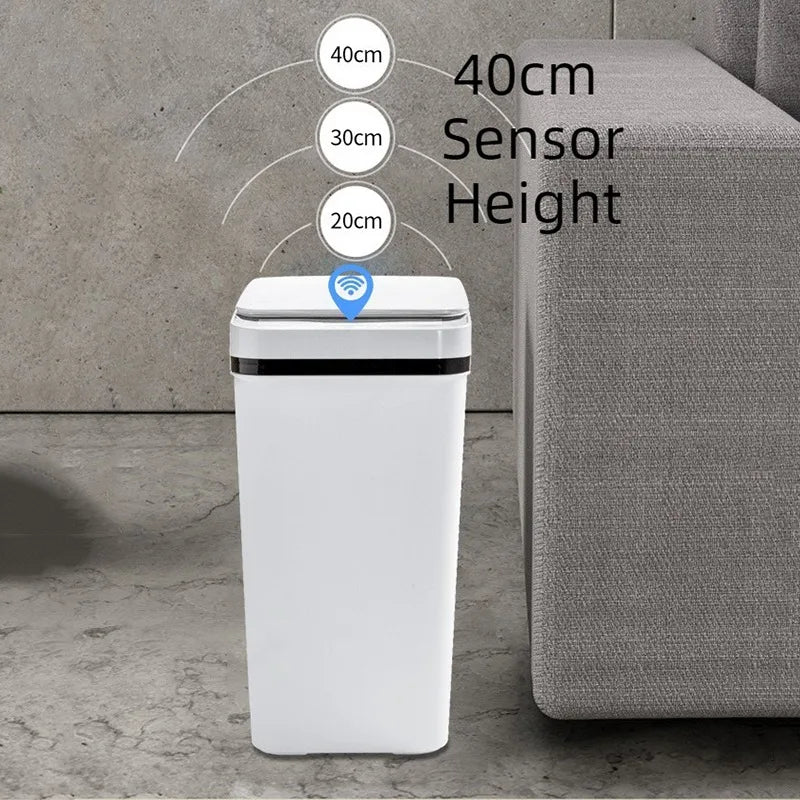 12L Automatic Induction Trash Can – Touchpad Sensor Bin with Motion Detection (White / Grey)