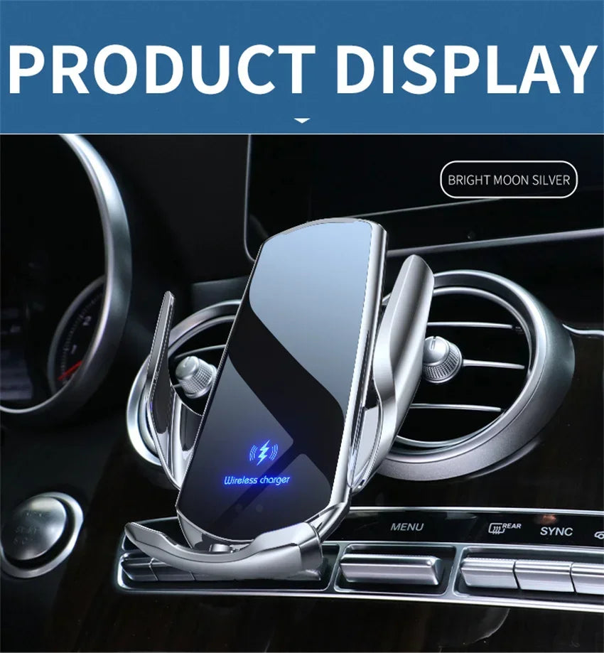 VIKEFON Qi 100W Wireless Car Fast Charger with Cooling Fan & One-Hand Operation