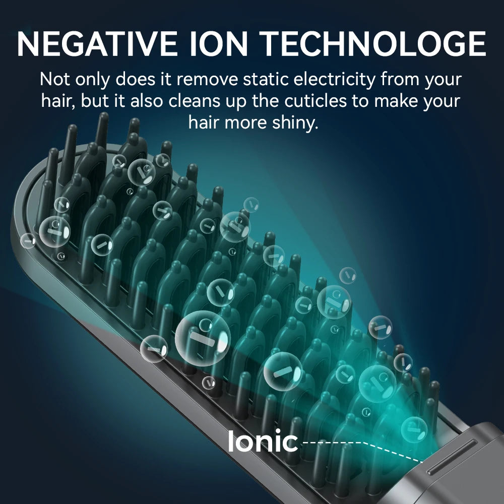Kensen Cordless Hair Straightener Brush – Negative Ion USB Travel Styling Comb