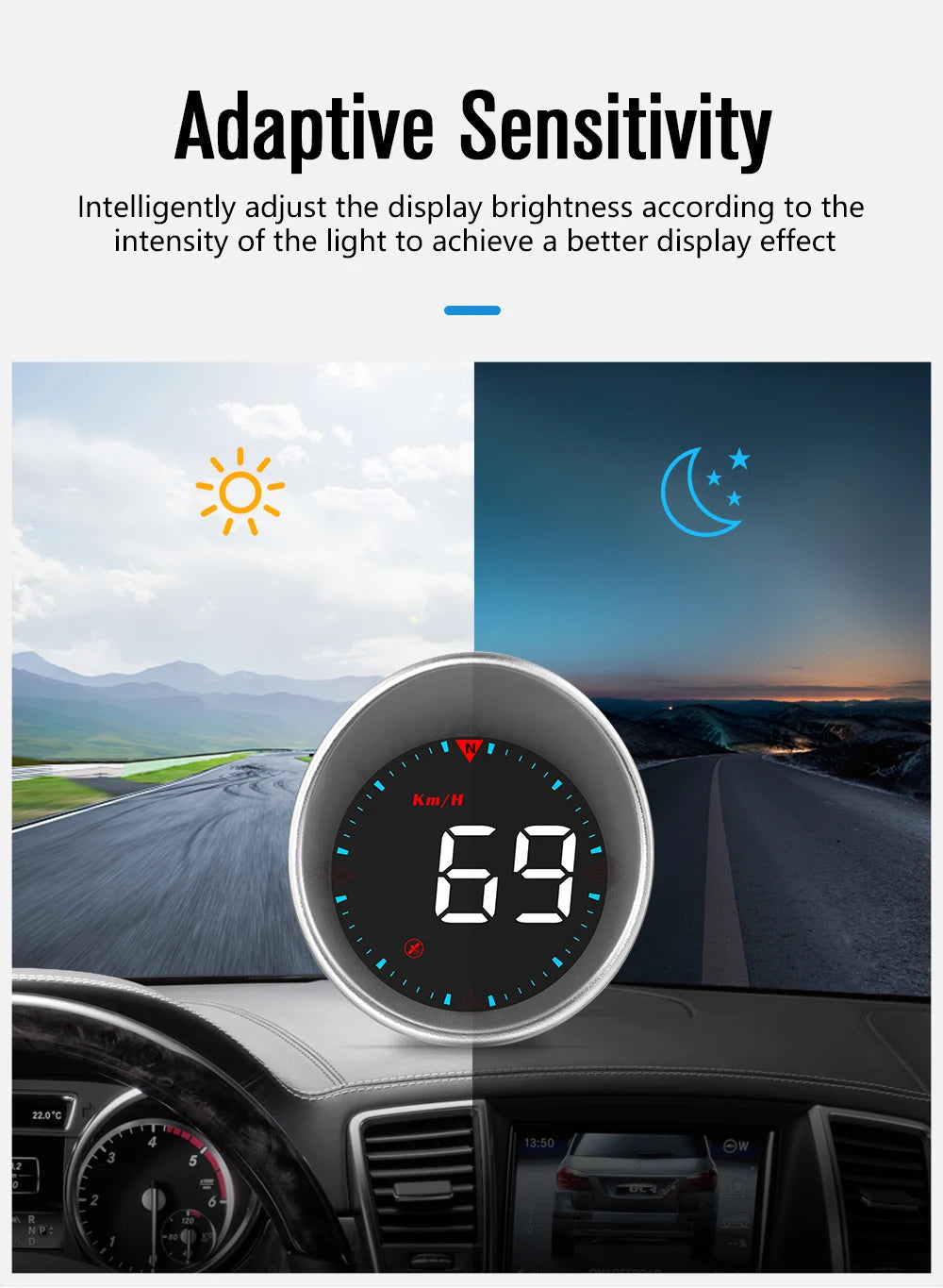 GPS Car Head-Up Display HUD – Digital Speedometer with Compass, Mileage & Fatigue Alert (Universal Fit)