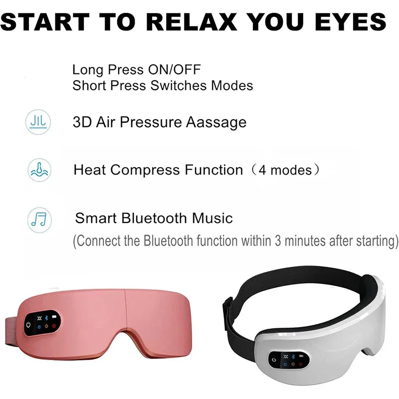 KEMOKO Heated Eye Care Massager – Airbag Vibration, Music & Timer