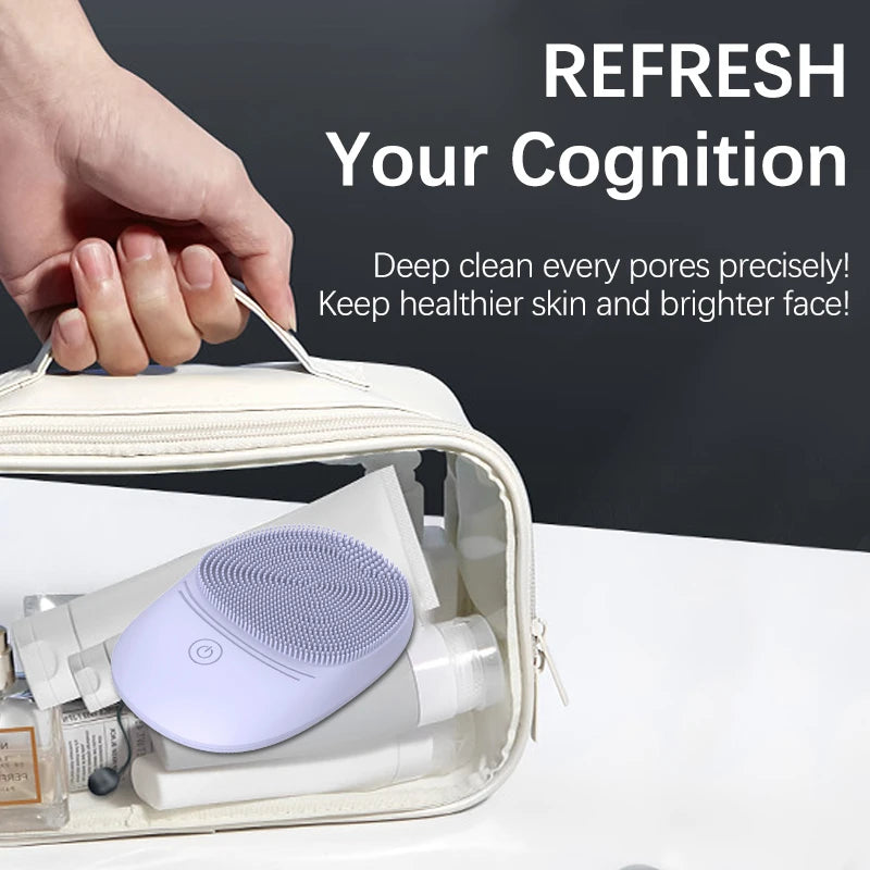 Silicone Sonic Facial Cleansing Brush – Battery Powered Deep Clean Skincare Tool