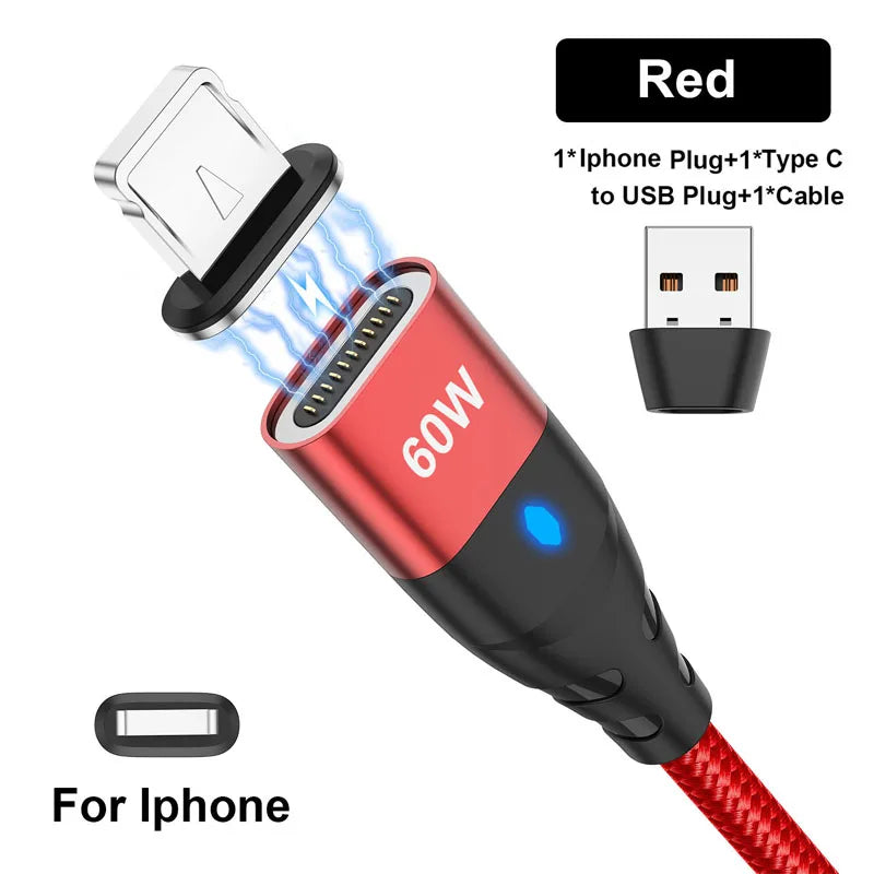 Nylon Braided 6-in-1 Charging Cable – QC3.0 Fast Charge & Data Sync (3A)