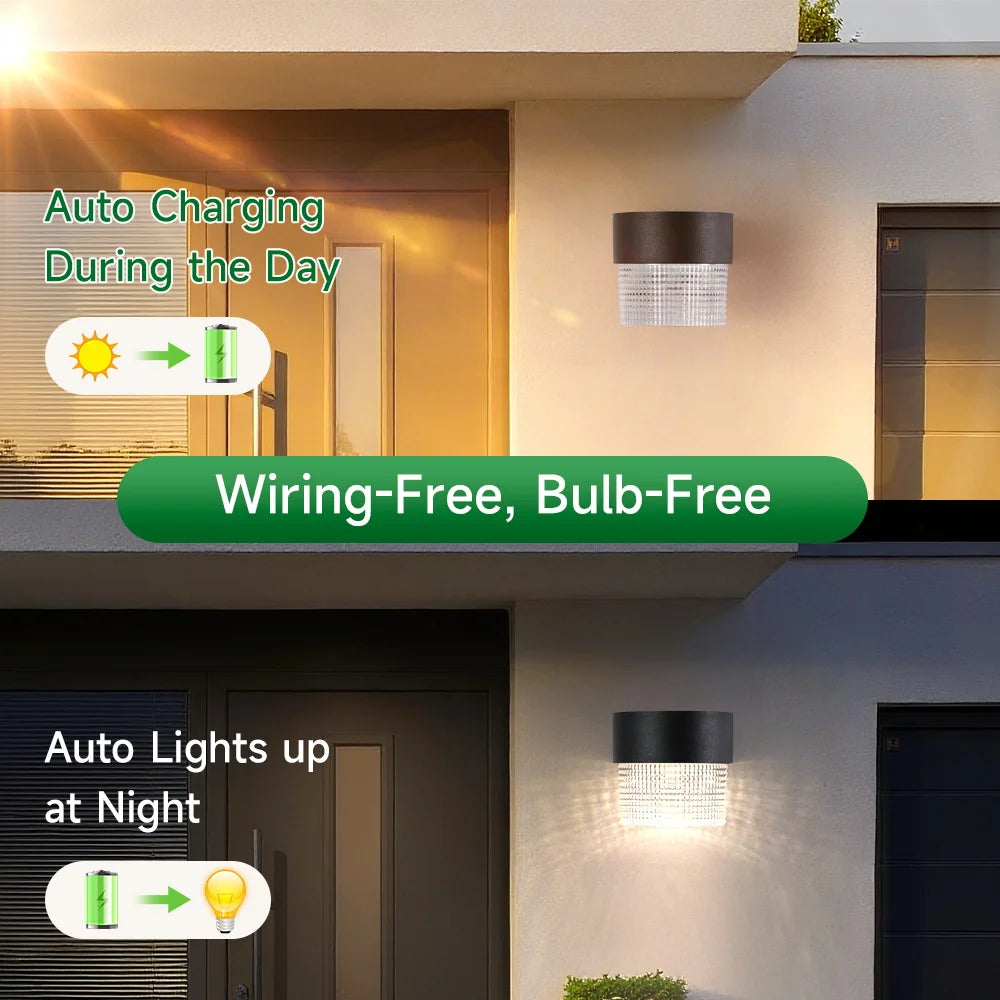 CHENBEN Solar LED Wall Light | IP65 Waterproof Outdoor Wall Lamp, Warm/RGB