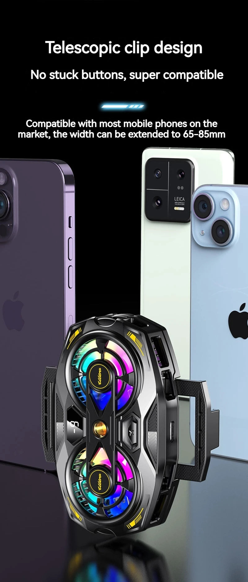 K32 Smartphone Cooler | Dual-Core Radiator, Digital Temperature Display & RGB