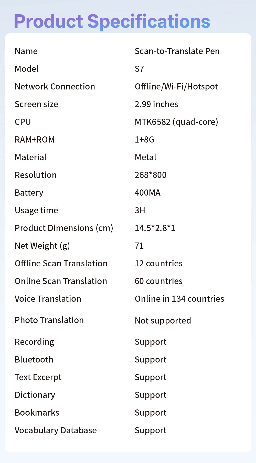 MSAI S7 Portable AI Translator – Text Scan, Voice Translation & Language Learning Tool