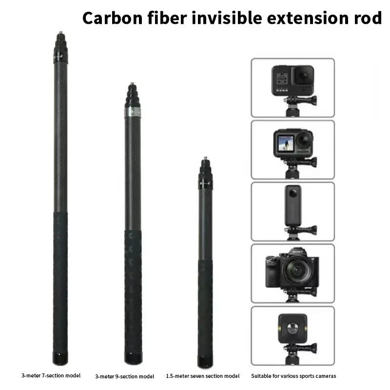 Lightweight Carbon Fiber Extension Rod for Cameras, GoPro & Smartphones