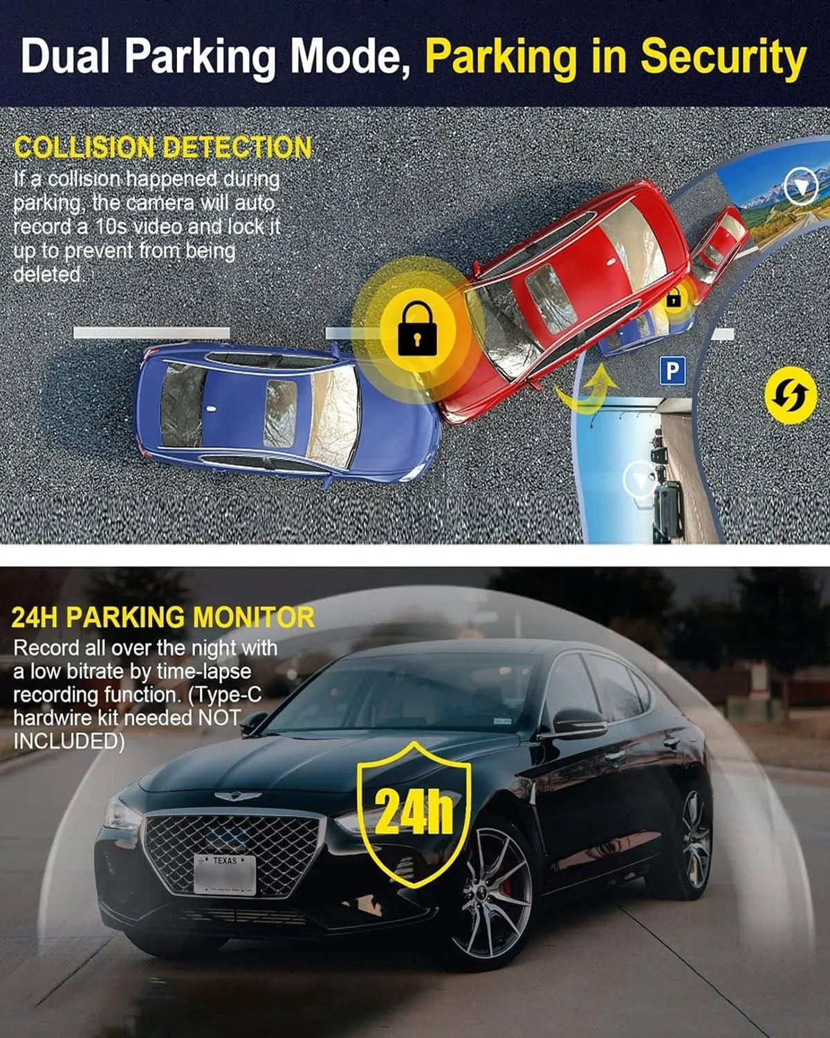 QOZ 4K Dual Lens Dash Cam – Front & Rear Car DVR with WiFi, Night Vision & Parking Monitor