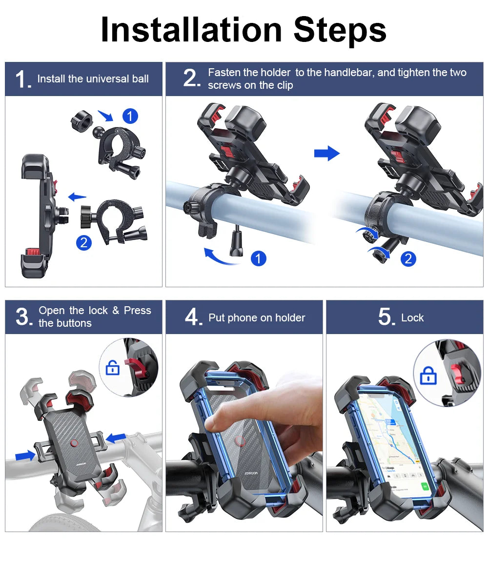 Joyroom JR-ZS288 Motorcycle & Bike Phone Mount – Secure Auto-Lock Handlebar Holder
