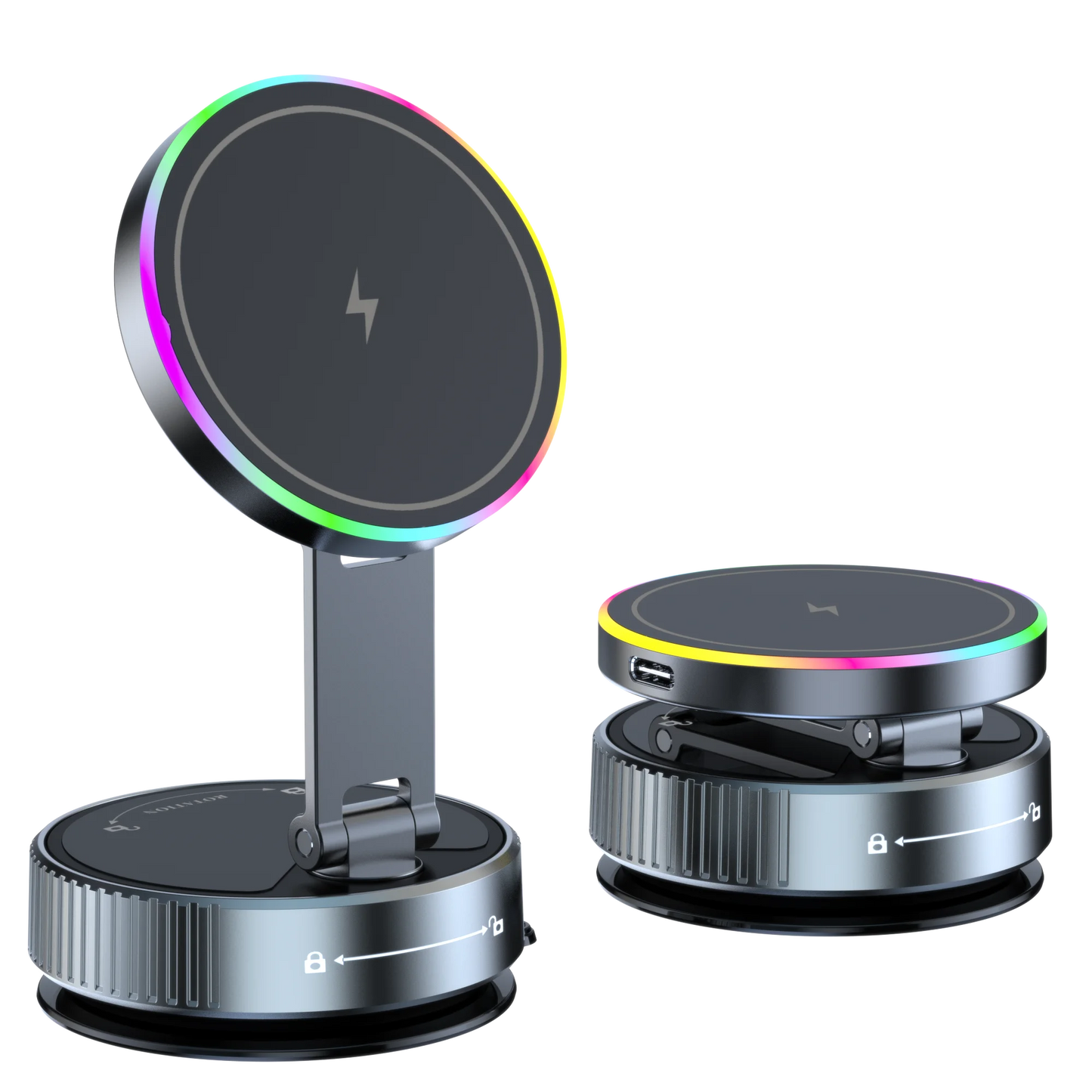 Aluminium Magnetic Car Holder with Wireless Charging – iPhone Compatible