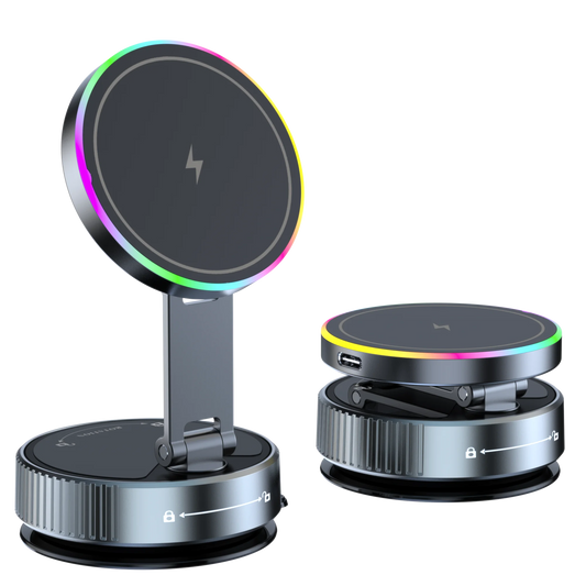 Aluminium Magnetic Car Holder with Wireless Charging – iPhone Compatible