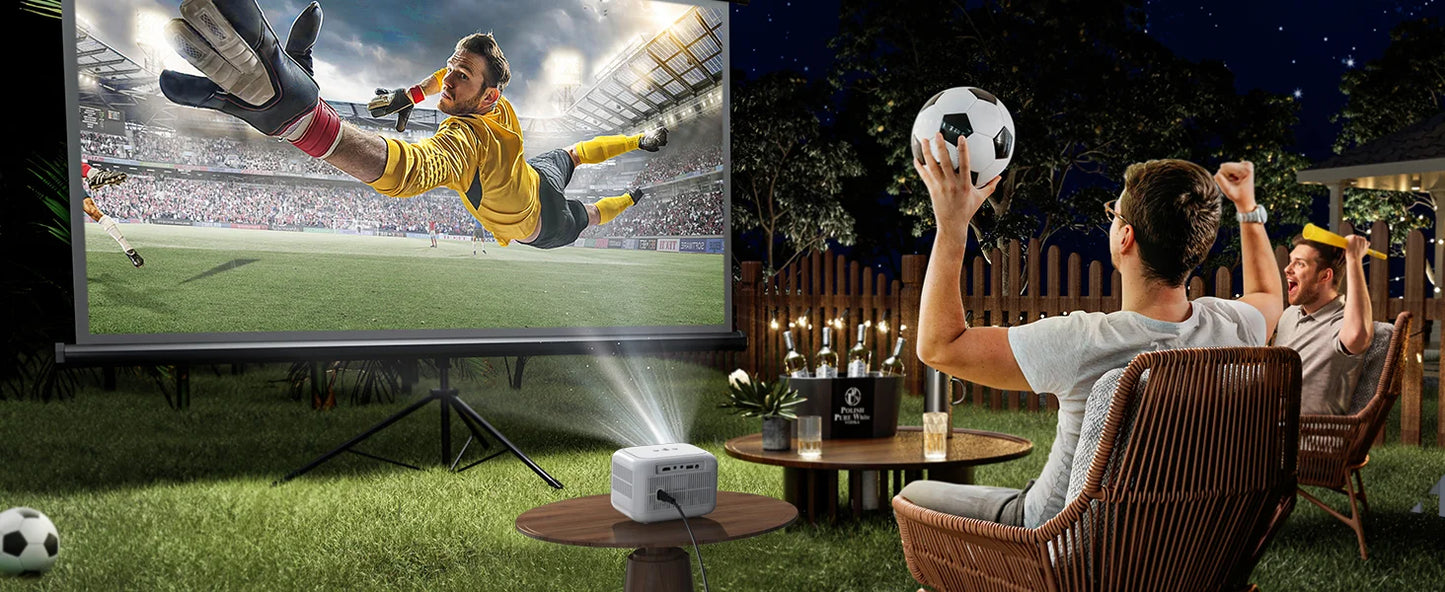 WiFi Bluetooth Projector – Auto Focus, Zoom, Outdoor Home Theater