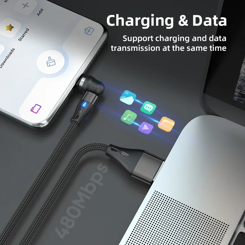 540° Magnetic USB-C Cable 5A – Rotating Fast Charge Cable (Charging Only)