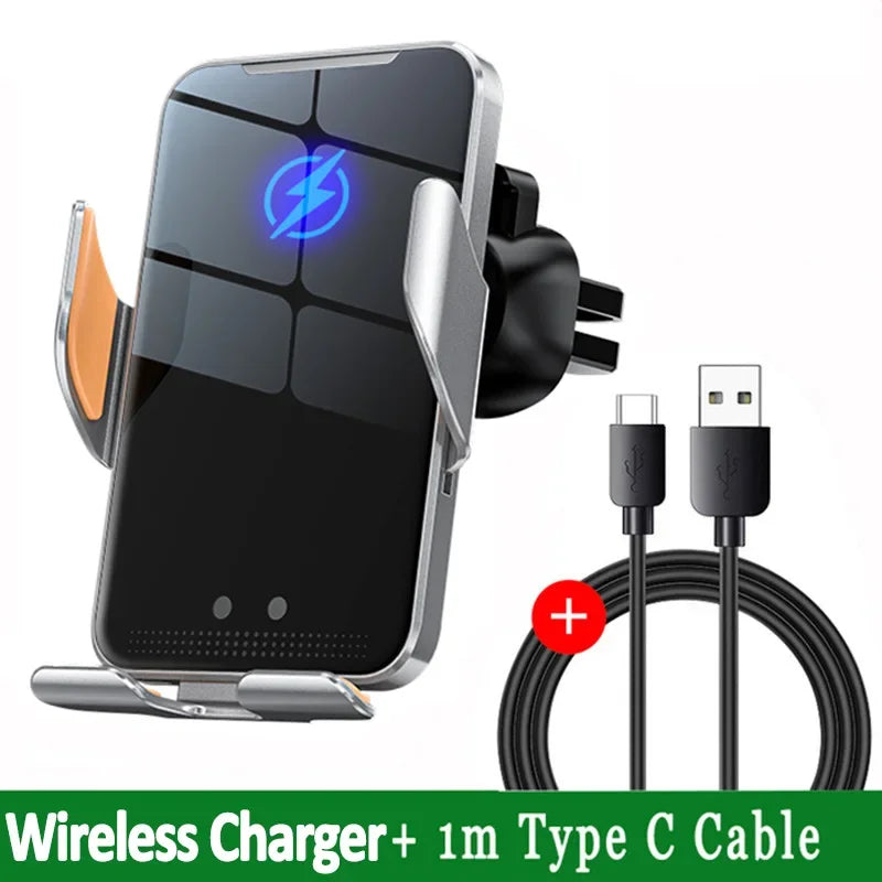 VIKEFON Qi Wireless Car Charger – One-Hand Auto Clamp with Cooling Fan