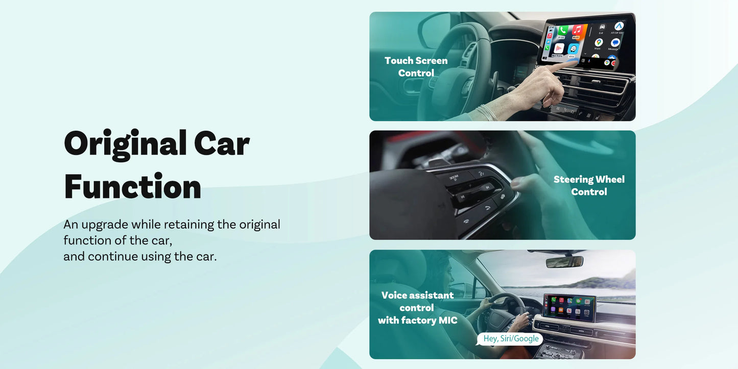 OTTOCAST Mini Slim Wireless CarPlay & Android Auto Adapter – Plug & Play BT 5.0, Linux System (For Wired CarPlay Cars Only)