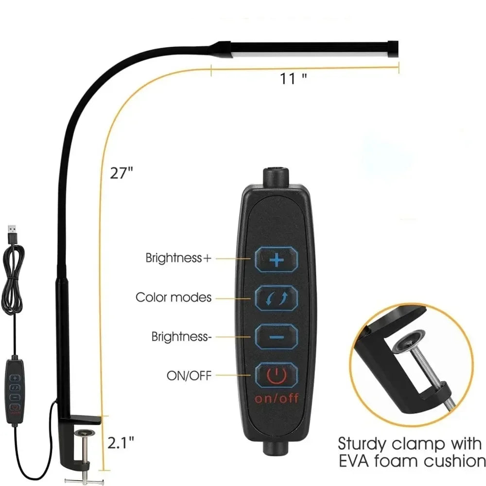 ALTCHIHYQ Double-Head LED Desk Lamp | 80cm Wide, Remote Control, 5-Level Dimming