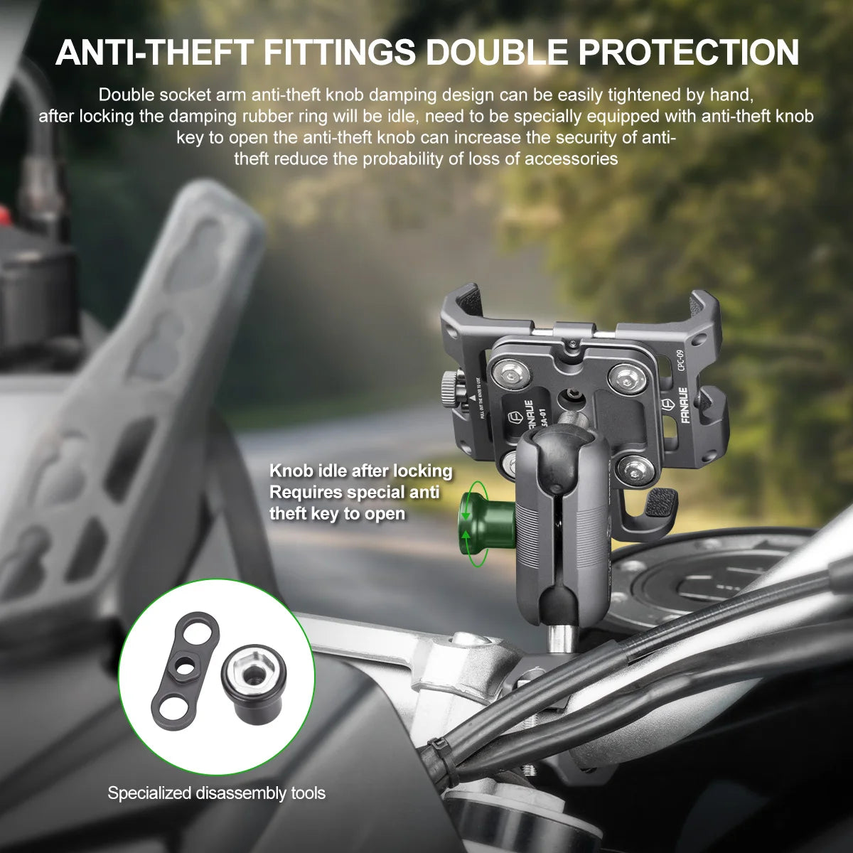 Motorcycle Phone Holder CPC-09T6F – Universal Handlebar Mount