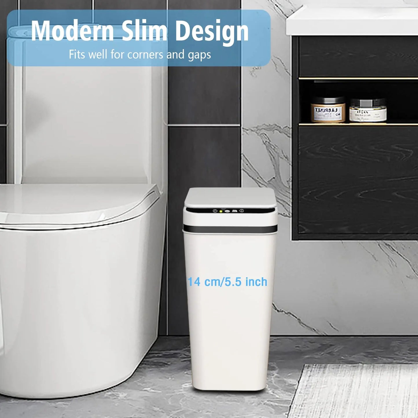 12L Smart-Style Sensor Trash Can – Space-Saving Automatic Waste Bin for Bathroom & Kitchen