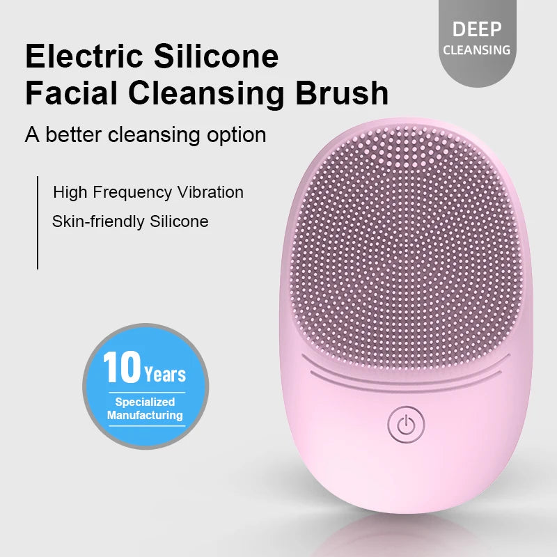 Silicone Sonic Facial Cleansing Brush – Battery Powered Deep Clean Skincare Tool