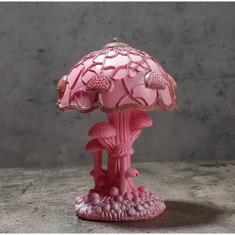 Creative Stained Glass Mushroom Table Lamp | Colorful Atmosphere Bedside Light