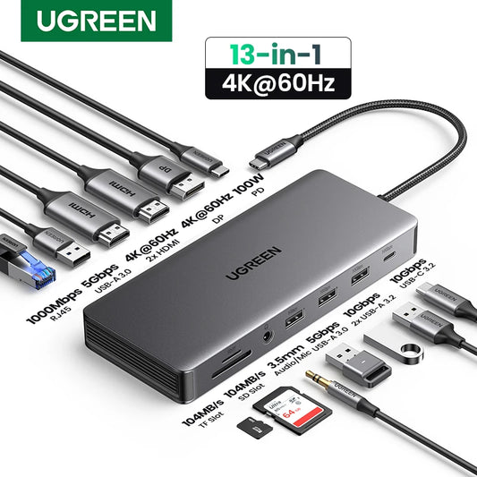 13-in-1 USB-C Docking Station – Triple 4K@60Hz Display, 100W PD, 10Gbps Hub