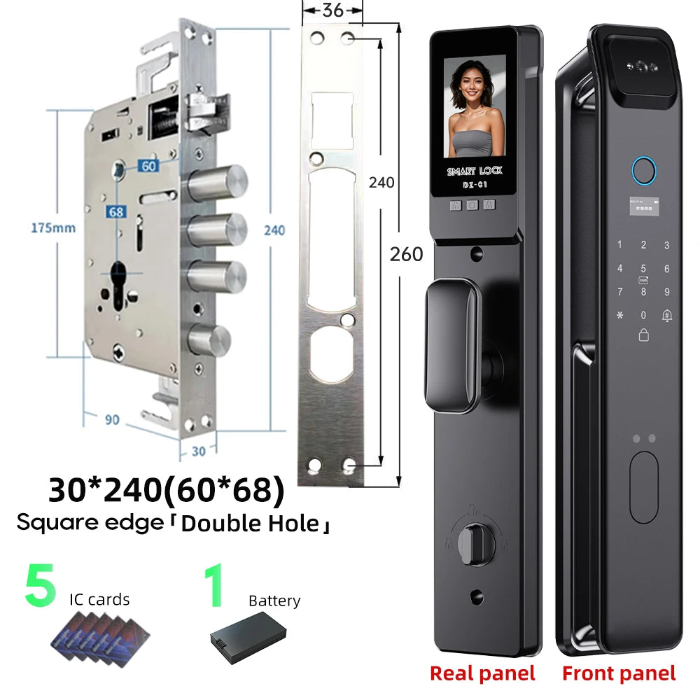 Wishome W-F9 Smart Face Recognition Door Lock with Camera & HD Screen – WiFi Fingerprint Lock