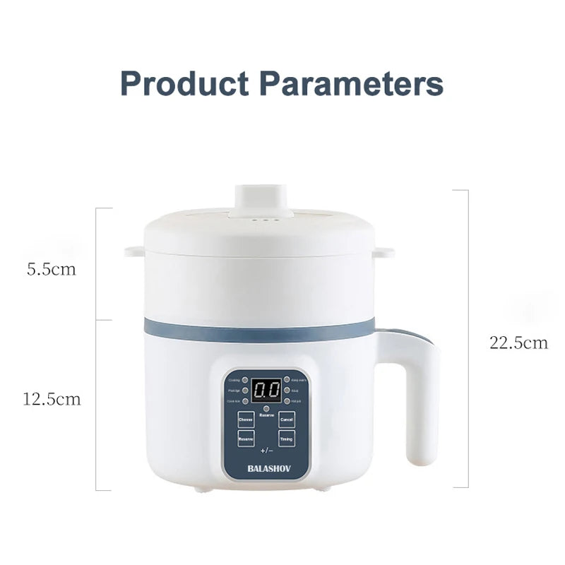 BALASHOV Compact Electric Rice Cooker 1.7L – Non-Stick Inner Pot, Steaming Basket Included