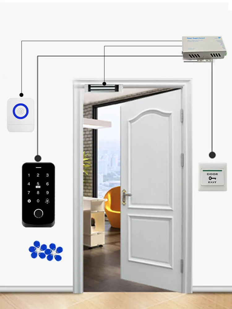 Smart Access Control Keypad with Fingerprint – Tuya App, IP67 Outdoor RFID Panel