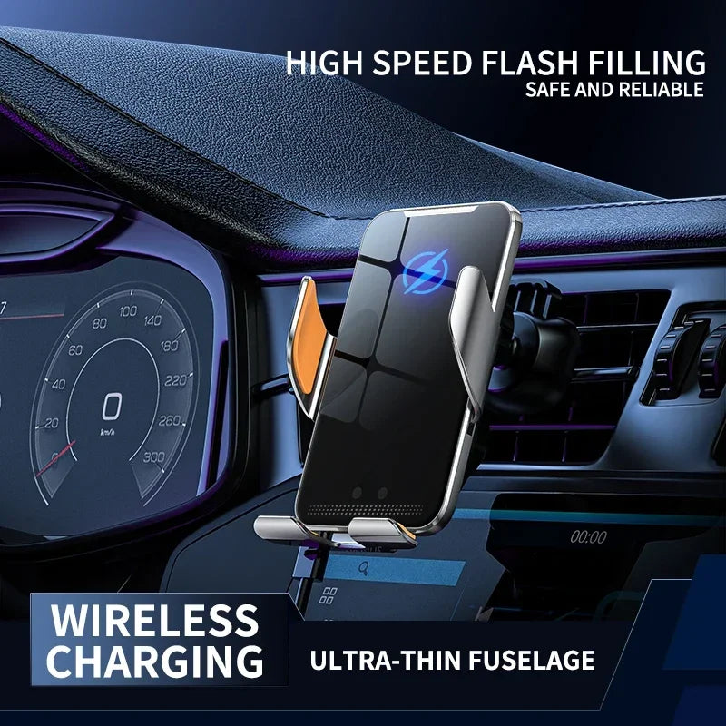 VIKEFON Qi Wireless Car Charger – One-Hand Auto Clamp with Cooling Fan