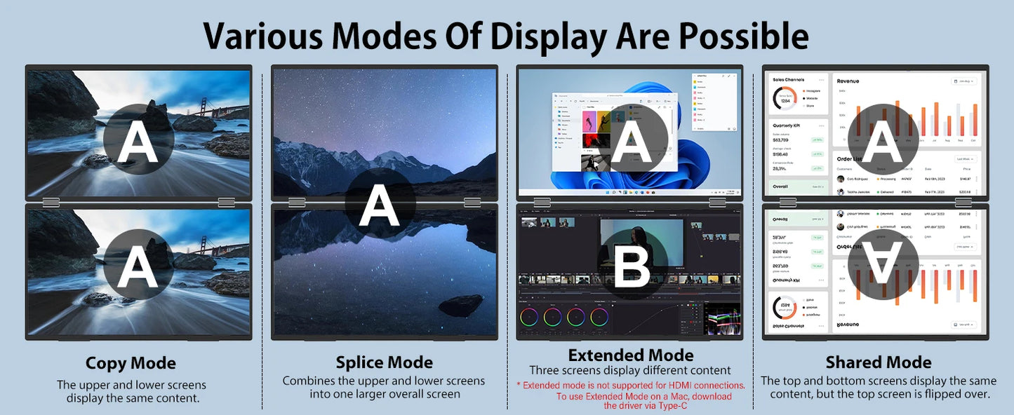 15.6″ Folding Dual Monitor | FHD IPS 1080P | USB-C Portable Display | Built-in Speakers